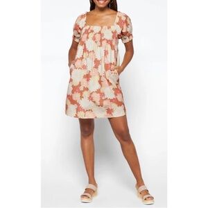 Faherty Ramona Warm Jicaro Island Smocked Floral Print Babydoll Dress Sz XS